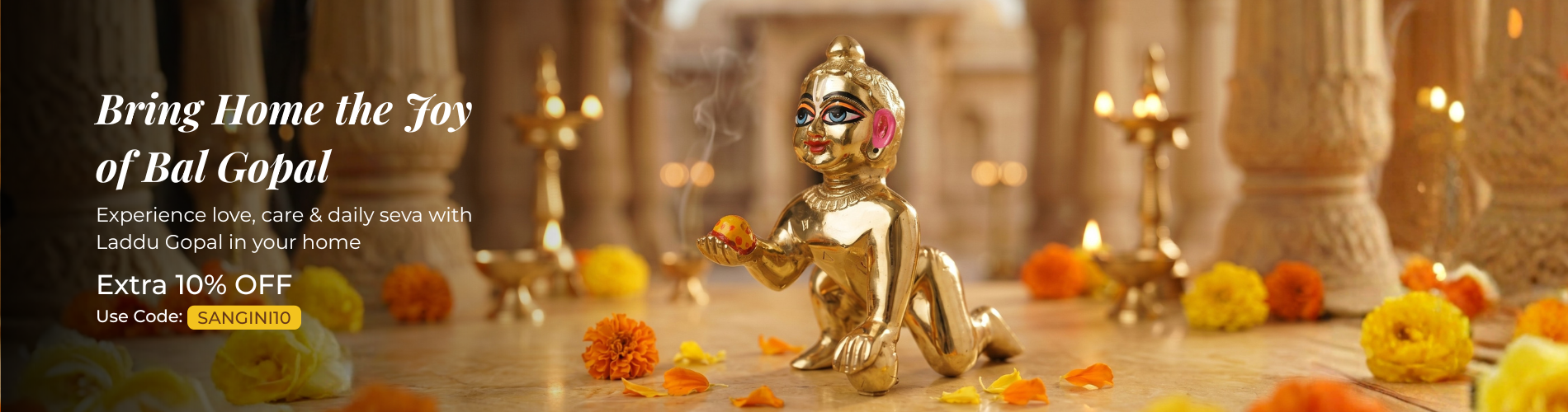 Premium Brass Laddu Gopal Idols — 5, 6 & 7 Inch Sizes