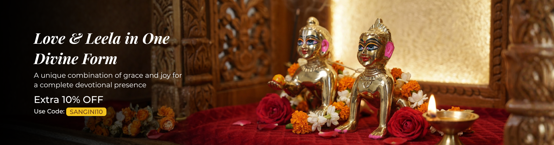 Laddu Gopal & Radha Rani Brass Yugal Jodi Combo — 5, 6 & 7 Inch