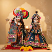 Radha Krishna Royal Blue Nitya Seva Poshak Set – Yugal Jodi 15 & 18 Inch