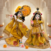 Radha Krishna Royal Mustard yellow Rajsi Poshak Set – Yugal Jodi 15 & 18 Inch