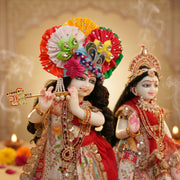 Radha Krishna Red & White Rajsi Poshak Set – Yugal Jodi 15 & 18 Inch