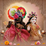 Radha Krishna Pink & Gold Nitya Seva Poshak Set – Yugal Jodi 15 & 18 Inch