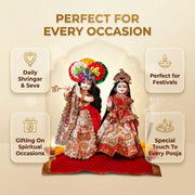 Radha Krishna Red & White Rajsi Poshak Set – Yugal Jodi 15 & 18 Inch