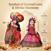 Radha Krishna Royal Pink & Multicolour Rajsi Poshak Set – Yugal Jodi 15 & 18 Inch