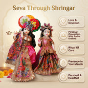 Radha Krishna Pink & Multicolour Rajsi Poshak Set – Yugal Jodi 15 & 18 Inch