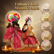 Radha Krishna Pink & Gold Nitya Seva Poshak Set – Yugal Jodi 15 & 18 Inch