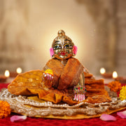 Radha Rani & Laddu Gopal Premium Red & Yellow Silk Poshak- (5