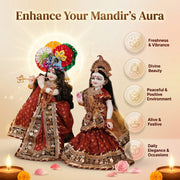 Radha Krishna Royal Red & Gold Nitya Seva Poshak Set – Yugal Jodi 15 & 18 Inch