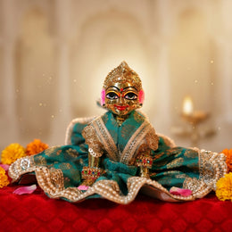 Radha Rani Blue Silk Poshak- (5