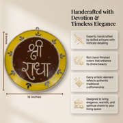 Shree Radha Mandir Wall Decor Yellow & Brown (12 Inches)
