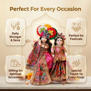 Radha Krishna Pink & Multicolour Rajsi Poshak Set – Yugal Jodi 15 & 18 Inch