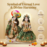 Radha Krishna Olive Green & Gold Rajsi Poshak Set – Yugal Jodi 15 & 18 Inch