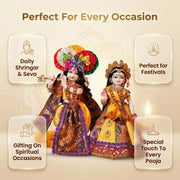 Radha Krishna Purple & Yellow Nitya Seva Poshak Set – Yugal Jodi 15 & 18 Inch