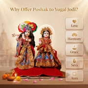 Radha Krishna Red Blue with Multicolour Rajsi Poshak Set – Yugal Jodi 15 & 18 Inch