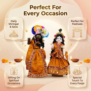Radha Krishna Yellow & Red Nitya Seva Poshak Set – Yugal Jodi 15 & 18 Inch