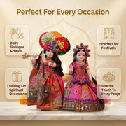 Radha Krishna Royal Pink & Multicolour Rajsi Poshak Set – Yugal Jodi 15 & 18 Inch