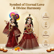 Radha Krishna Royal Banarasi Red & Gold Rajsi Poshak Set – Yugal Jodi 15 & 18 Inch