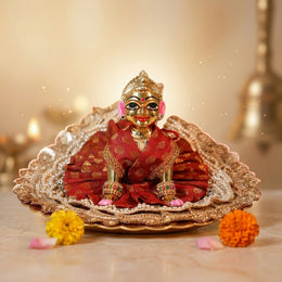 Radha Rani Red Silk Poshak- (5