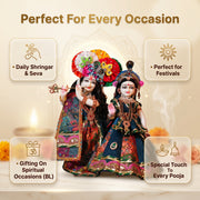 Radha Krishna Royal Blue Nitya Seva Poshak Set – Yugal Jodi 15 & 18 Inch
