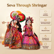 Radha Krishna Royal Pink & Multicolour Rajsi Poshak Set – Yugal Jodi 15 & 18 Inch