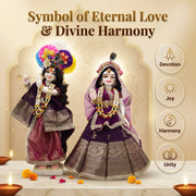 Radha Krishna Royal Banarasi Purple & Gold Rajsi Poshak Set – Yugal Jodi 15 & 18 Inch