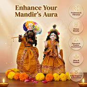 Radha Krishna Yellow & Red Nitya Seva Poshak Set – Yugal Jodi 15 & 18 Inch