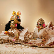 Radha Rani & Laddu Gopal Premium White & Gold Silk Poshak- (5