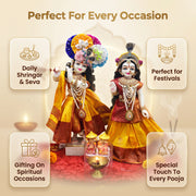 Radha Krishna Royal Banarasi Pink & Red Rajsi Poshak Set – Yugal Jodi 15 & 18 Inch