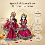 Radha Krishna Premium Royal Pink & Golden Premium Poshak Set – Yugal Jodi 15 & 18 Inch