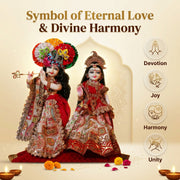 Radha Krishna Red & White Rajsi Poshak Set – Yugal Jodi 15 & 18 Inch