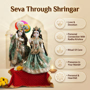 Radha Krishna Olive Green & Gold Rajsi Poshak Set – Yugal Jodi 15 & 18 Inch