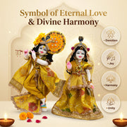 Radha Krishna Royal Mustard yellow Rajsi Poshak Set – Yugal Jodi 15 & 18 Inch