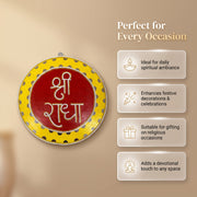 Shree Radha Mandir Wall Decor Yellow & Red (12 Inches)