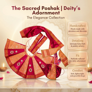 Radha Krishna Royal Red & Gold Banarasi Rajsi Poshak Set – Yugal Jodi 15 & 18 Inch
