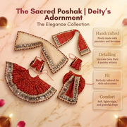 Radha Krishna Royal Red & Gold Nitya Seva Poshak Set – Yugal Jodi 15 & 18 Inch