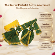 Radha Krishna Royal Hariyali Teej  Green Rajsi Poshak Set – Yugal Jodi 15 & 18 Inch