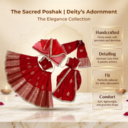 Radha Krishna Royal Banarasi Red & Gold Rajsi Poshak Set – Yugal Jodi 15 & 18 Inch