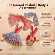 Radha Krishna Red Blue with Multicolour Rajsi Poshak Set – Yugal Jodi 15 & 18 Inch