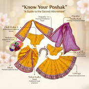 Radha Krishna Premium Royal Mustard yellow & Pink Premium Poshak Set – Yugal Jodi 15 & 18 Inch