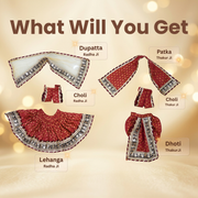 Radha Krishna Royal Red & Gold Nitya Seva Poshak Set – Yugal Jodi 15 & 18 Inch
