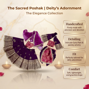 Radha Krishna Royal Banarasi Purple & Gold Rajsi Poshak Set – Yugal Jodi 15 & 18 Inch