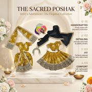 Radha Krishna Premium Royal Mustard yellow & Green Premium Poshak Set – Yugal Jodi 15 & 18 Inch