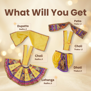 Radha Krishna Purple & Yellow Nitya Seva Poshak Set – Yugal Jodi 15 & 18 Inch