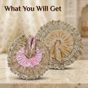 Radha Rani & Laddu Gopal Premium Beige & Pink Silk Poshak- (5