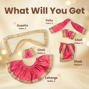 Radha Krishna Pink & Gold Nitya Seva Poshak Set – Yugal Jodi 15 & 18 Inch