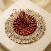 Radha Rani & Laddu Gopal Premium Red & Yellow Silk Poshak- (5