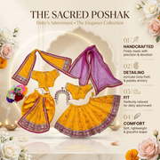 Radha Krishna Premium Royal Mustard yellow & Pink Premium Poshak Set – Yugal Jodi 15 & 18 Inch
