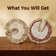Radha Rani & Laddu Gopal Premium White & Gold Silk Poshak- (5