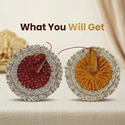 Radha Rani & Laddu Gopal Premium Red & Yellow Silk Poshak- (5