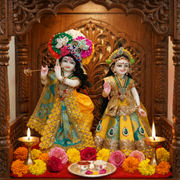 Radha Krishna Design-4 Poshak Set – Yugal Jodi 15 & 18 Inch